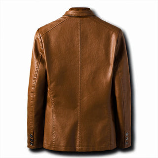 Alessio Leather Two-Button Blazer