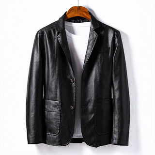 Alessio Leather Two-Button Blazer