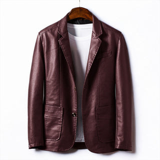 Alessio Leather Two-Button Blazer
