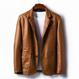 Alessio Leather Two-Button Blazer