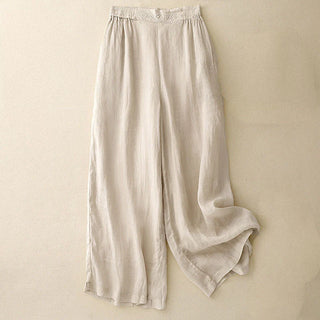 Alba Embroidered Linen Palazzo Pants