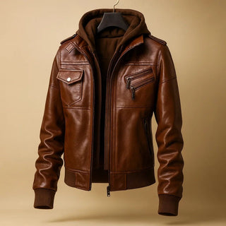 Valeria Hooded Leather Jacket