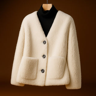 Livia Shearling Button Jacket