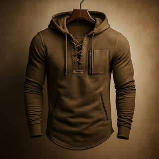 Lorenzo Lace-Front Pullover Hoodie