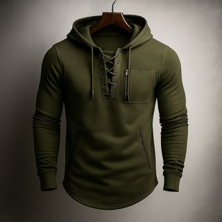 Lorenzo Lace-Front Pullover Hoodie