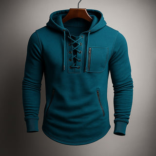 Lorenzo Lace-Front Pullover Hoodie