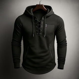 Lorenzo Lace-Front Pullover Hoodie