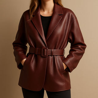 Isabella Leather Belted Jacket