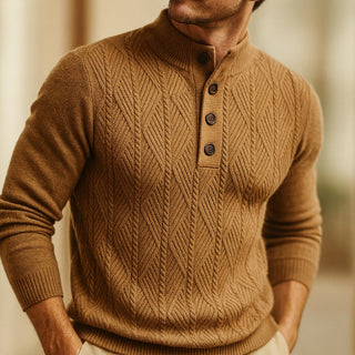 Salvatore Button-Neck Knit Sweater