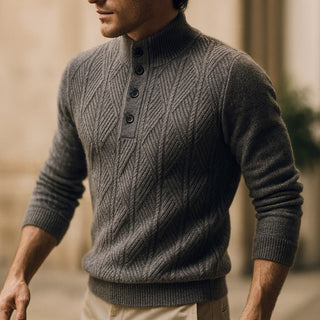 Salvatore Button-Neck Knit Sweater