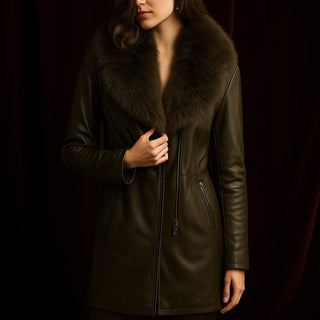 Alessia Fur-Trim Leather Coat