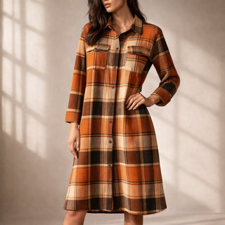 Ania Plaid Shirt Dress