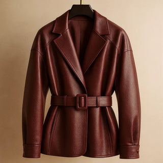 Isabella Leather Belted Jacket
