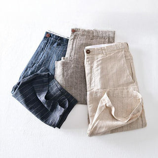Porto Pinstripe Linen Shorts