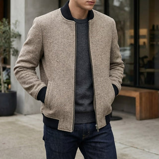 Enzo Wool Zip Bomber Jacket