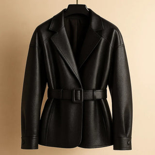 Isabella Leather Belted Jacket