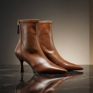Valeria Leather Structured Ankle Boot
